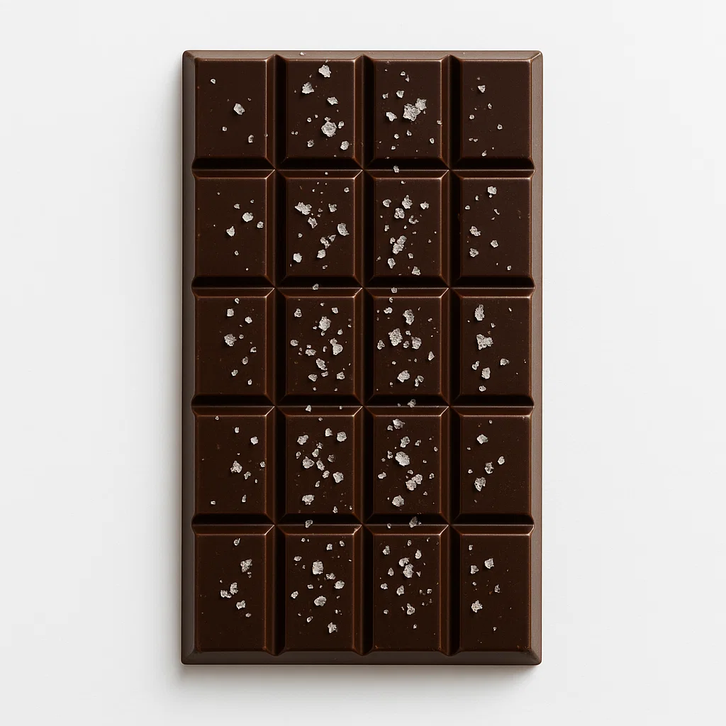 Tablette de chocolat noir bio à la fleur de sel.